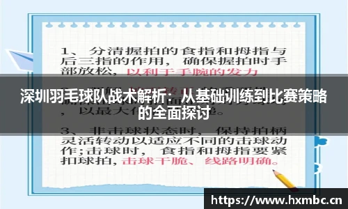 深圳羽毛球队战术解析：从基础训练到比赛策略的全面探讨